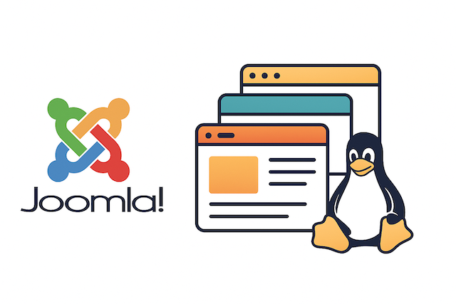 Afbeelding van joomla logo met diverse websites en het hcc logo